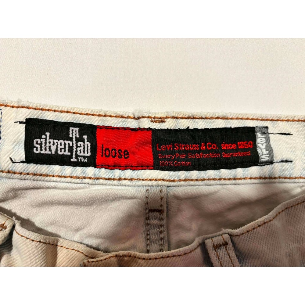 Vintage Levis SilverTab Loose Bleached Tie Dye Striped Jeans Men 30x34 90s Denim - Picture 7 of 16